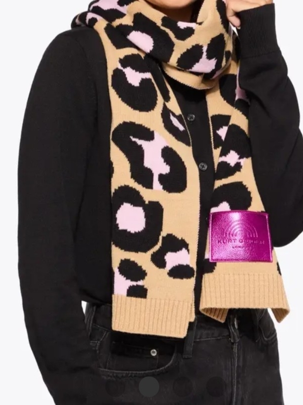 Kurt Geiger Small Southbank Scarf Leopard Print Scarf Tan & Black NWT